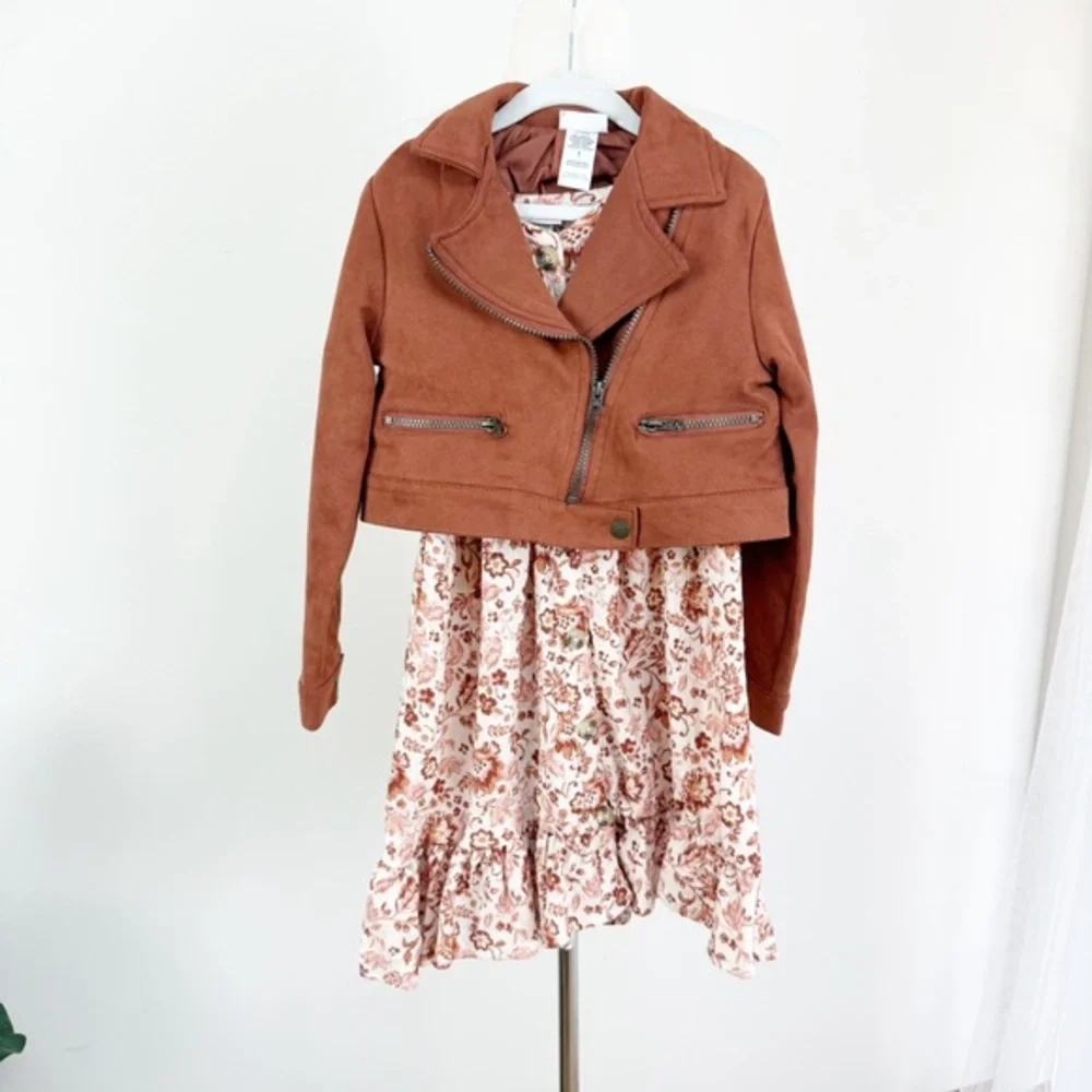 Nicole Miller Tan 2 pieces Jacket and Floral Dress